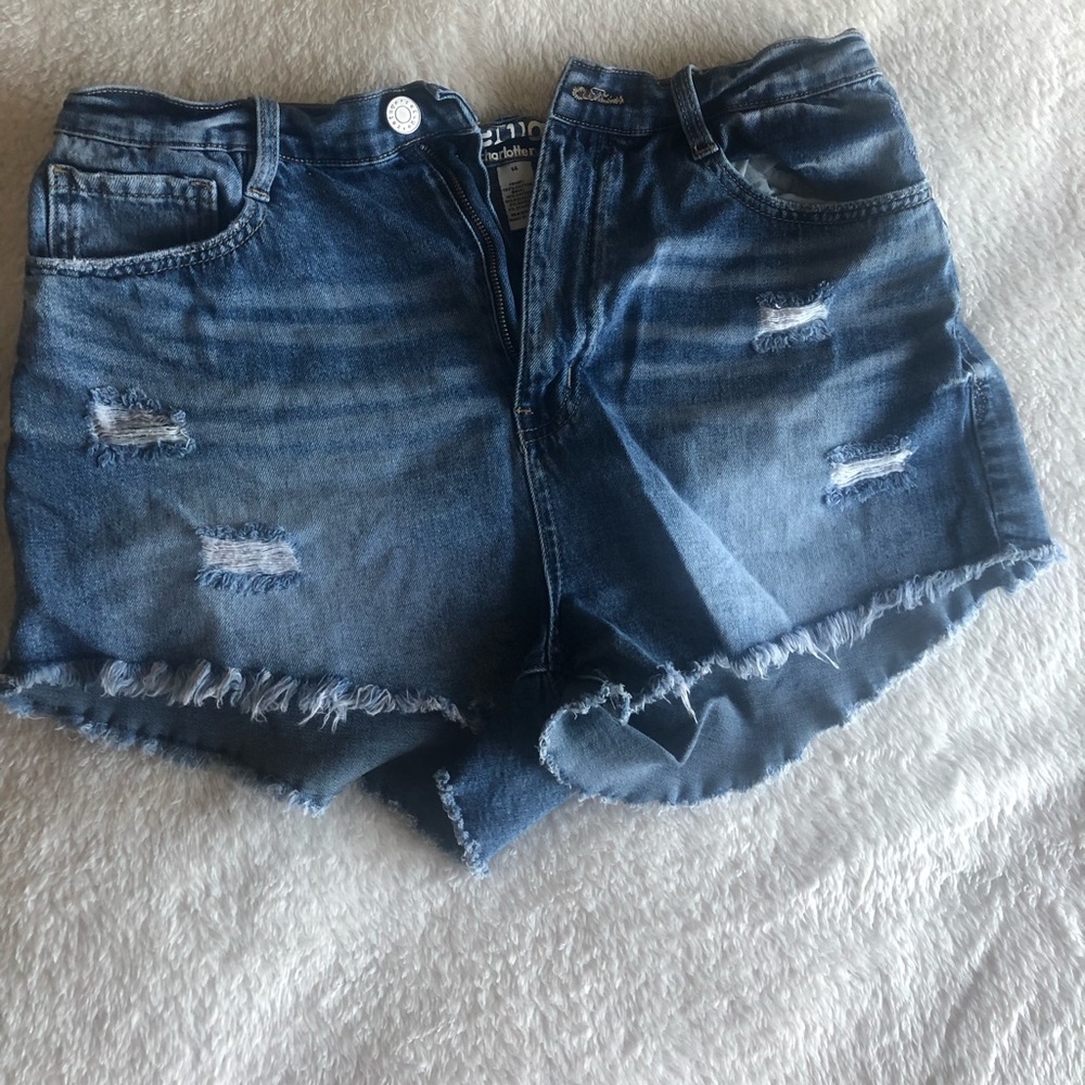 Blue high waisted shorts 14